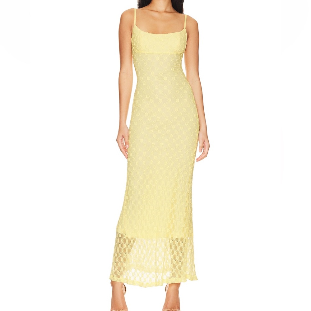 Bardot Yellow Lace Midi Dress